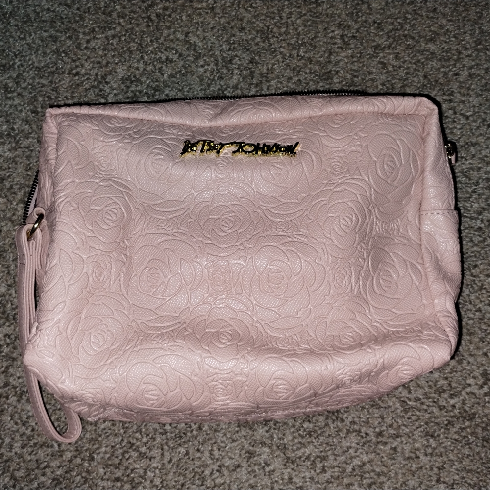 Betsey Johnson Blush Rose Embossed Cosmetic Bag